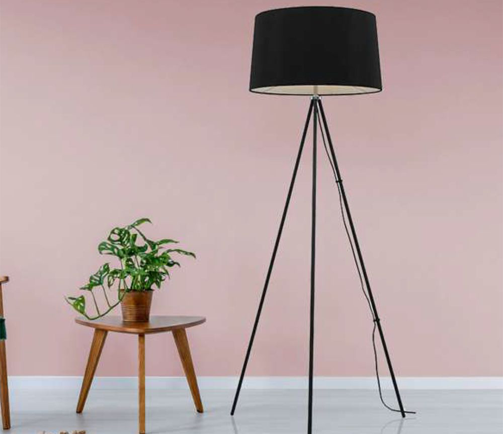 Black and grey tripod floor deals lamp